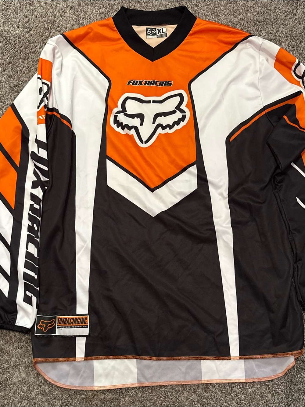 Vintage Fox Racing Orange Black White Motocross Jersey